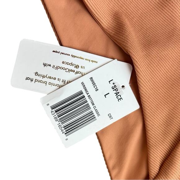 New L*Space Veronica Women’s Chestnut Ribbed Foldover Bikini Bottom Classic Sz L - Picture 3 of 9